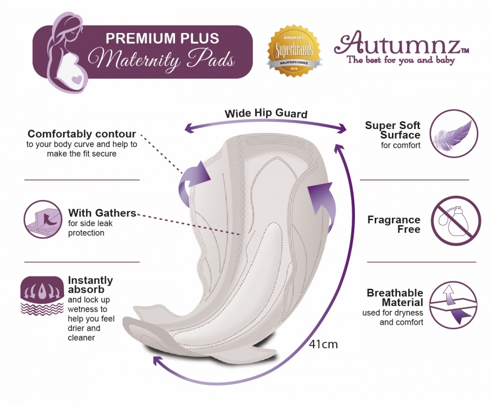 autumnz pregnancy maternity pad overnight heavy flow sanitary pads 生产孕妇排恶露卫生棉巾